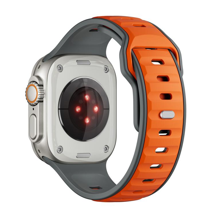 For Apple Watch 42mm / 41mm / 40mm / 38mm Norman Buckle Two-color Silicone Watch Band(Grey Orange) - free shipping - PMc TechLife - Order now!