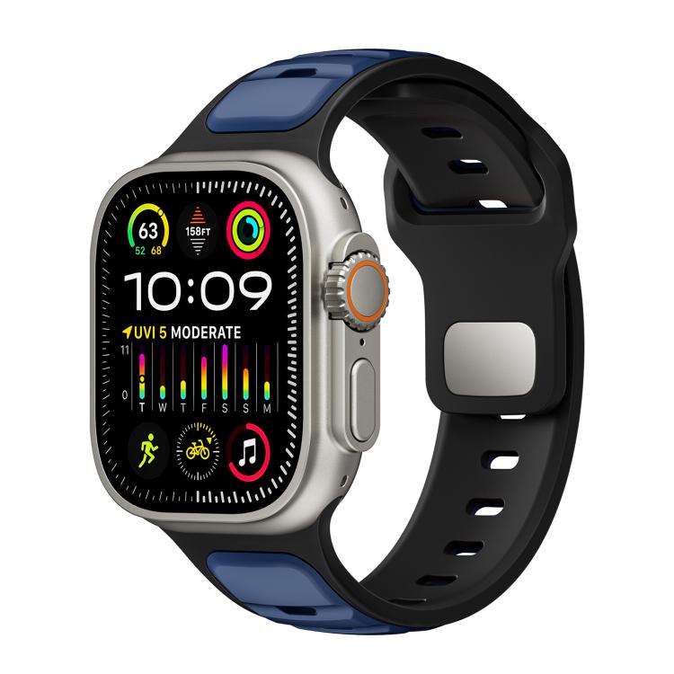 For Apple Watch 42mm / 41mm / 40mm / 38mm Norman Buckle Two-color Silicone Watch Band(Blue Black) - free shipping - PMc TechLife - Order now!