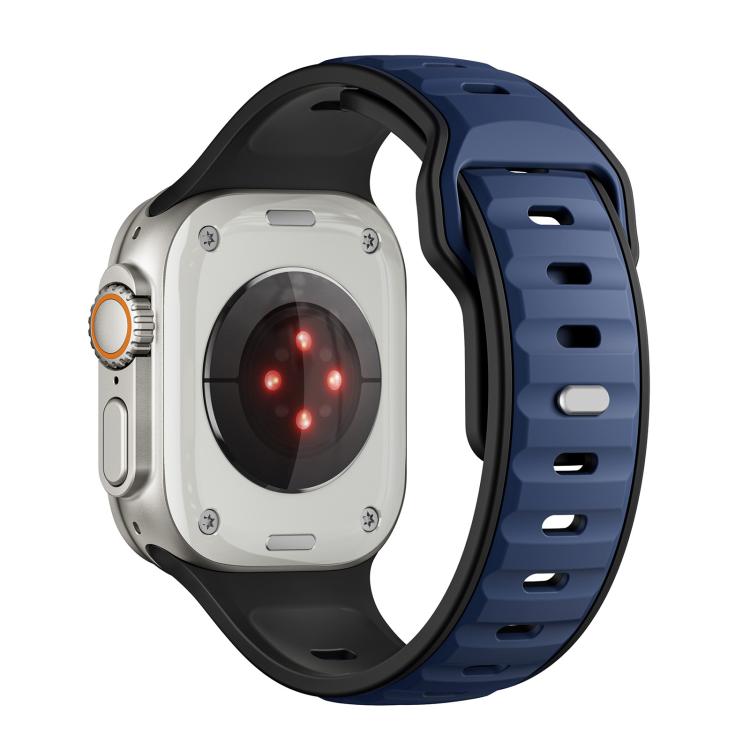 For Apple Watch 42mm / 41mm / 40mm / 38mm Norman Buckle Two-color Silicone Watch Band(Blue Black) - free shipping - PMc TechLife - Order now!