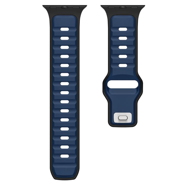 For Apple Watch 42mm / 41mm / 40mm / 38mm Norman Buckle Two-color Silicone Watch Band(Blue Black) - free shipping - PMc TechLife - Order now!