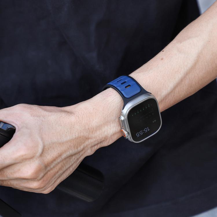For Apple Watch 42mm / 41mm / 40mm / 38mm Norman Buckle Two-color Silicone Watch Band(Blue Black) - free shipping - PMc TechLife - Order now!