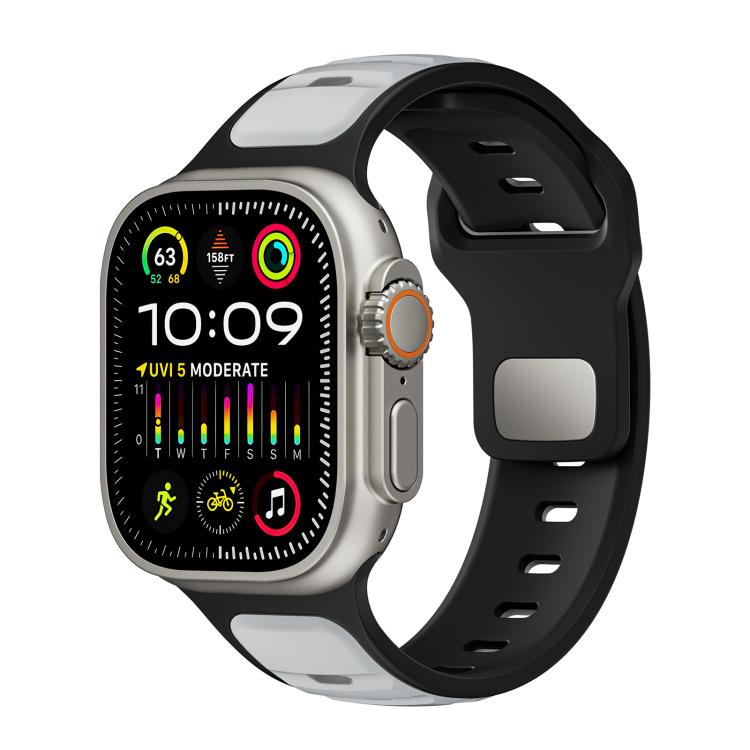 For Apple Watch 42mm / 41mm / 40mm / 38mm Norman Buckle Two-color Silicone Watch Band(Light Grey Black) - free shipping - PMc TechLife - Order now!