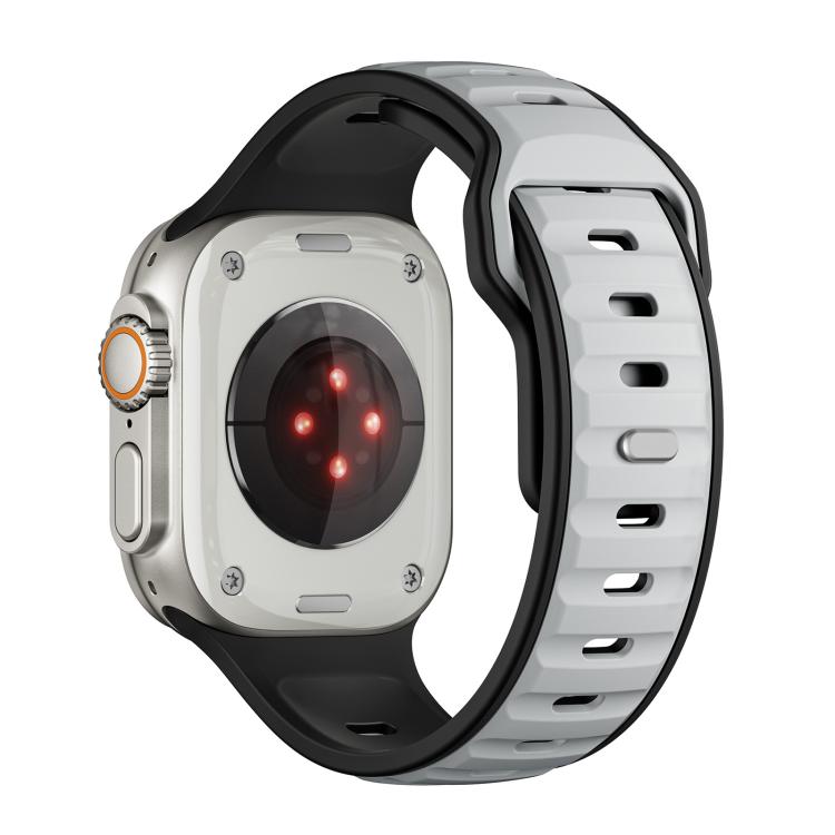 For Apple Watch 42mm / 41mm / 40mm / 38mm Norman Buckle Two-color Silicone Watch Band(Light Grey Black) - free shipping - PMc TechLife - Order now!