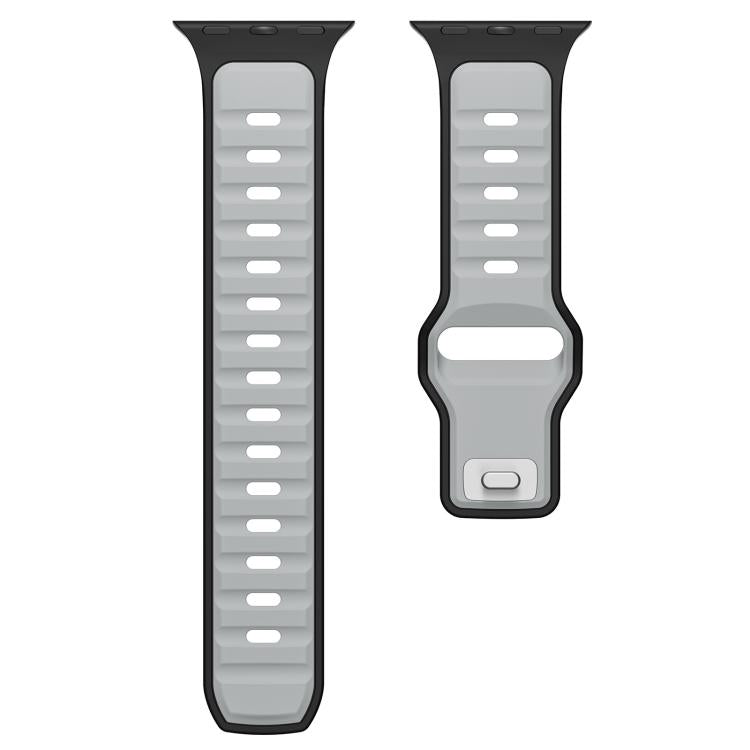 For Apple Watch 42mm / 41mm / 40mm / 38mm Norman Buckle Two-color Silicone Watch Band(Light Grey Black) - free shipping - PMc TechLife - Order now!