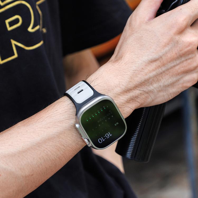 For Apple Watch 42mm / 41mm / 40mm / 38mm Norman Buckle Two-color Silicone Watch Band(Light Grey Black) - free shipping - PMc TechLife - Order now!