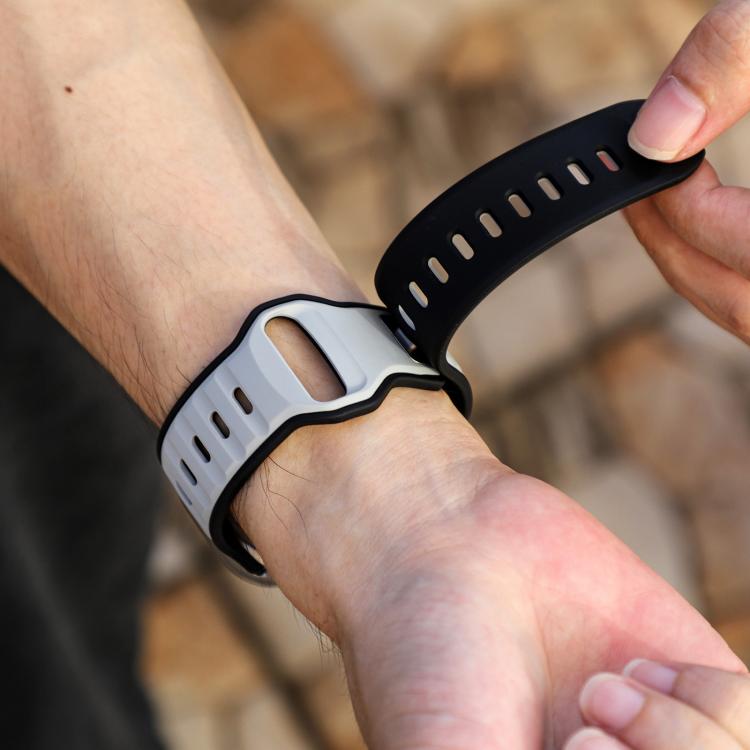 For Apple Watch 42mm / 41mm / 40mm / 38mm Norman Buckle Two-color Silicone Watch Band(Light Grey Black) - free shipping - PMc TechLife - Order now!