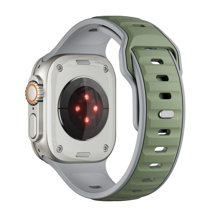 For Apple Watch 42mm / 41mm / 40mm / 38mm Norman Buckle Two-color Silicone Watch Band(Light Green Grey) - free shipping - PMc TechLife - Order now!