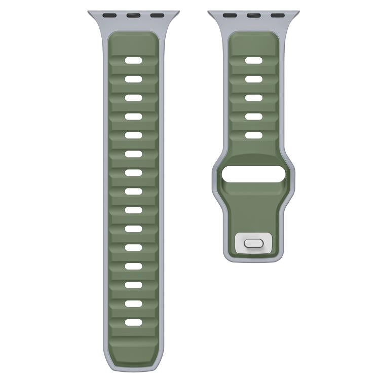 For Apple Watch 42mm / 41mm / 40mm / 38mm Norman Buckle Two-color Silicone Watch Band(Light Green Grey) - free shipping - PMc TechLife - Order now!