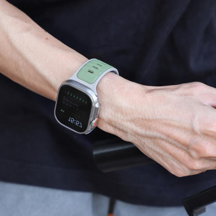 For Apple Watch 42mm / 41mm / 40mm / 38mm Norman Buckle Two-color Silicone Watch Band(Light Green Grey) - free shipping - PMc TechLife - Order now!