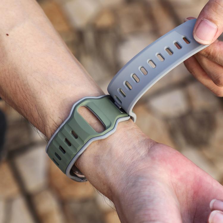For Apple Watch 42mm / 41mm / 40mm / 38mm Norman Buckle Two-color Silicone Watch Band(Light Green Grey) - free shipping - PMc TechLife - Order now!