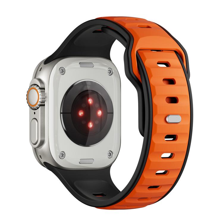 For Apple Watch 46mm / 49mm / 45mm / 44mm Norman Buckle Two-color Silicone Watch Band(Black Orange) - Watch Bands by PMc TechLife | Online Shopping South Africa | PMc TechLife | Buy Now Pay Later Mobicred