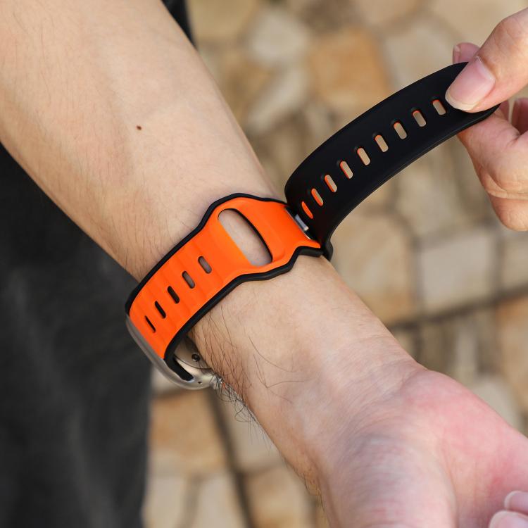 For Apple Watch 46mm / 49mm / 45mm / 44mm Norman Buckle Two-color Silicone Watch Band(Black Orange) - Watch Bands by PMc TechLife | Online Shopping South Africa | PMc TechLife | Buy Now Pay Later Mobicred