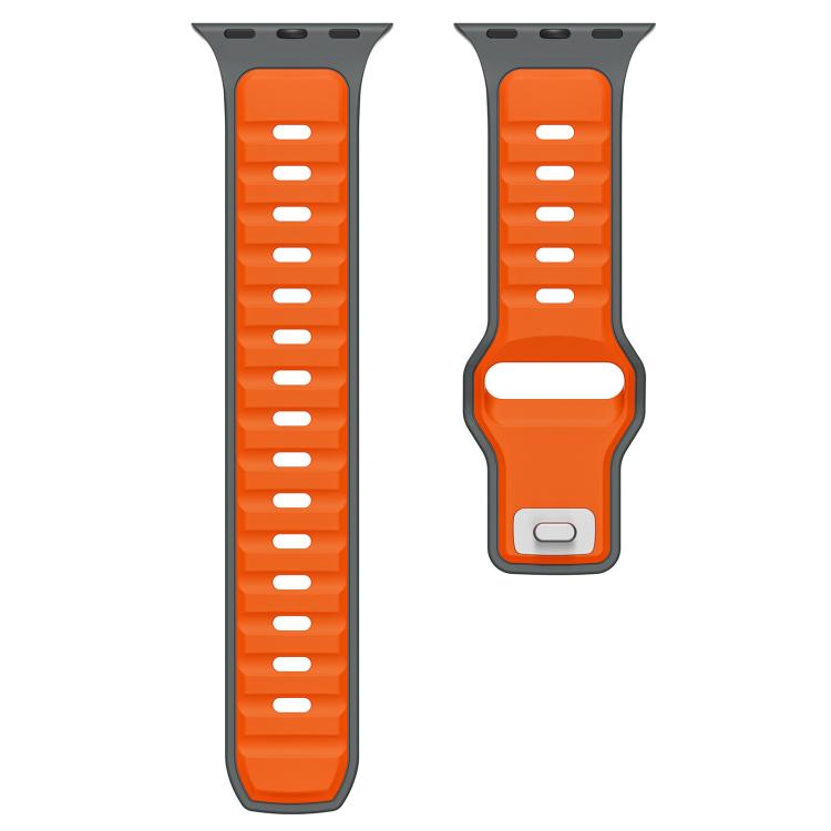 For Apple Watch 46mm / 49mm / 45mm / 44mm Norman Buckle Two-color Silicone Watch Band(Grey Orange) - free shipping - PMc TechLife - Order now!