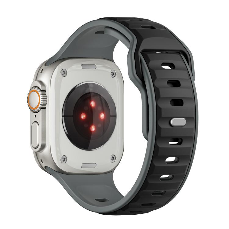 For Apple Watch 46mm / 49mm / 45mm / 44mm Norman Buckle Two-color Silicone Watch Band(Grey Black) - free shipping - PMc TechLife - Order now!