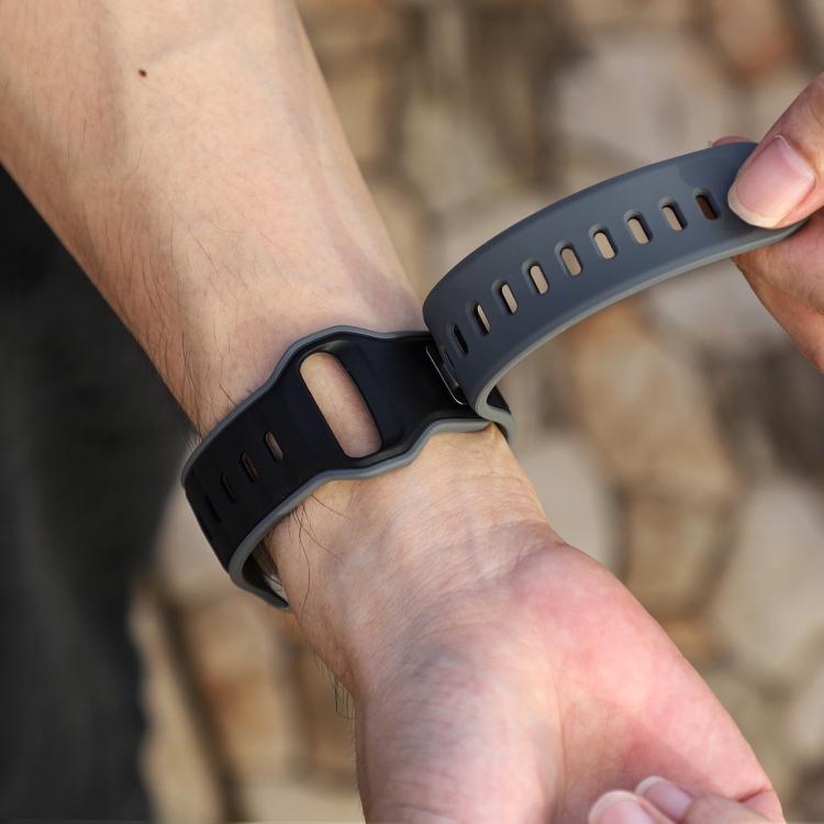 For Apple Watch 46mm / 49mm / 45mm / 44mm Norman Buckle Two-color Silicone Watch Band(Grey Black) - free shipping - PMc TechLife - Order now!