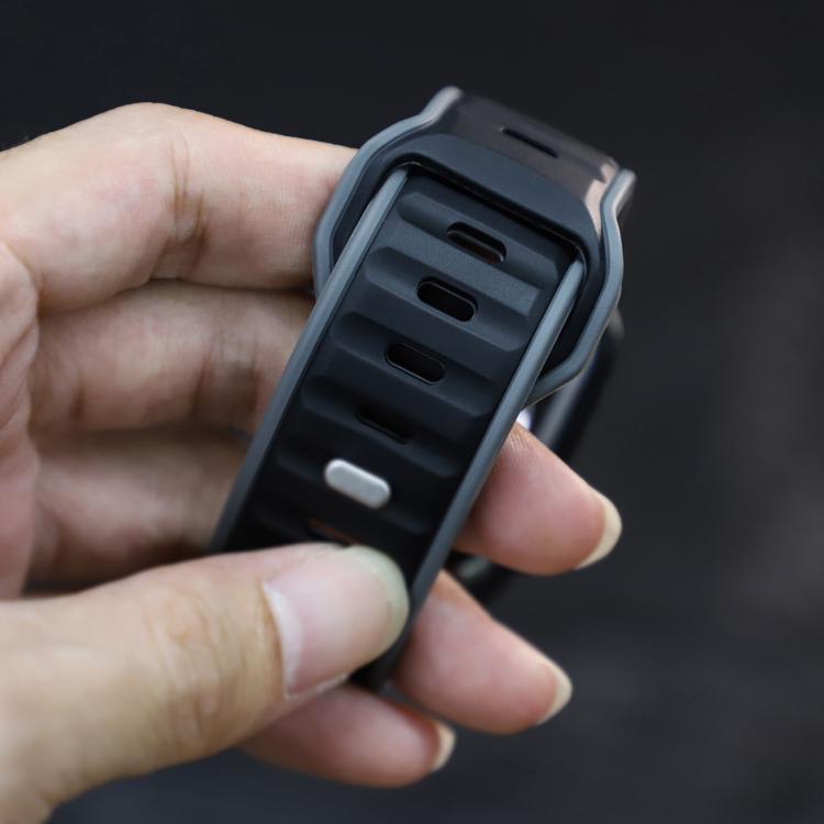 For Apple Watch 46mm / 49mm / 45mm / 44mm Norman Buckle Two-color Silicone Watch Band(Grey Black) - free shipping - PMc TechLife - Order now!
