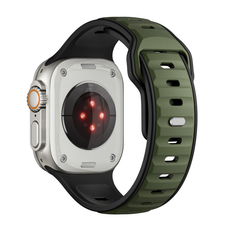For Apple Watch 46mm / 49mm / 45mm / 44mm Norman Buckle Two-color Silicone Watch Band(Army Green Black) - free shipping - PMc TechLife - Order now!