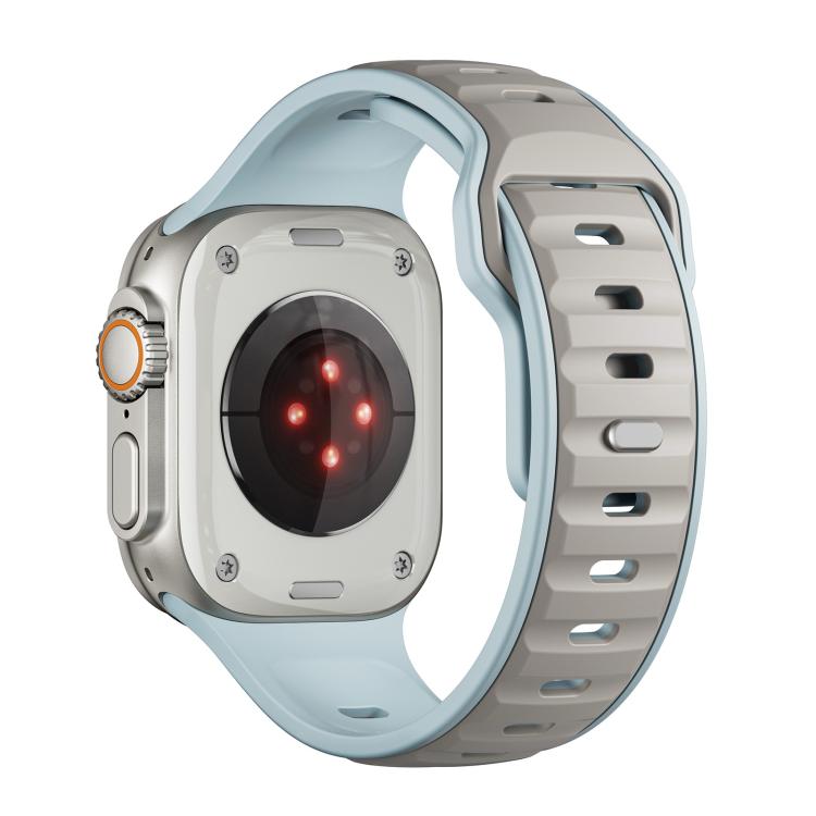 For Apple Watch 46mm / 49mm / 45mm / 44mm Norman Buckle Two-color Silicone Watch Band(Light Blue Coffee) - free shipping - PMc TechLife - Order now!