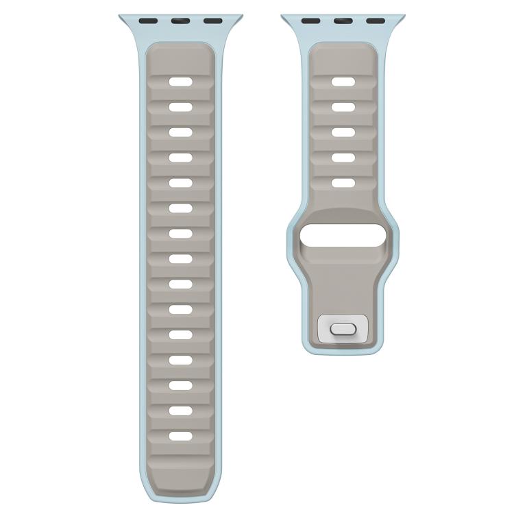 For Apple Watch 46mm / 49mm / 45mm / 44mm Norman Buckle Two-color Silicone Watch Band(Light Blue Coffee) - free shipping - PMc TechLife - Order now!