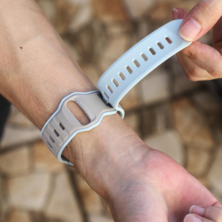 For Apple Watch 46mm / 49mm / 45mm / 44mm Norman Buckle Two-color Silicone Watch Band(Light Blue Coffee) - free shipping - PMc TechLife - Order now!