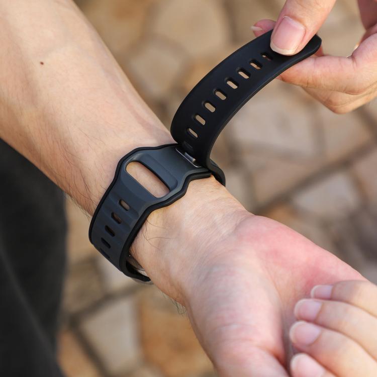 For Apple Watch 46mm / 49mm / 45mm / 44mm Norman Buckle Two-color Silicone Watch Band(Midnight Black) - free shipping - PMc TechLife - Order now!