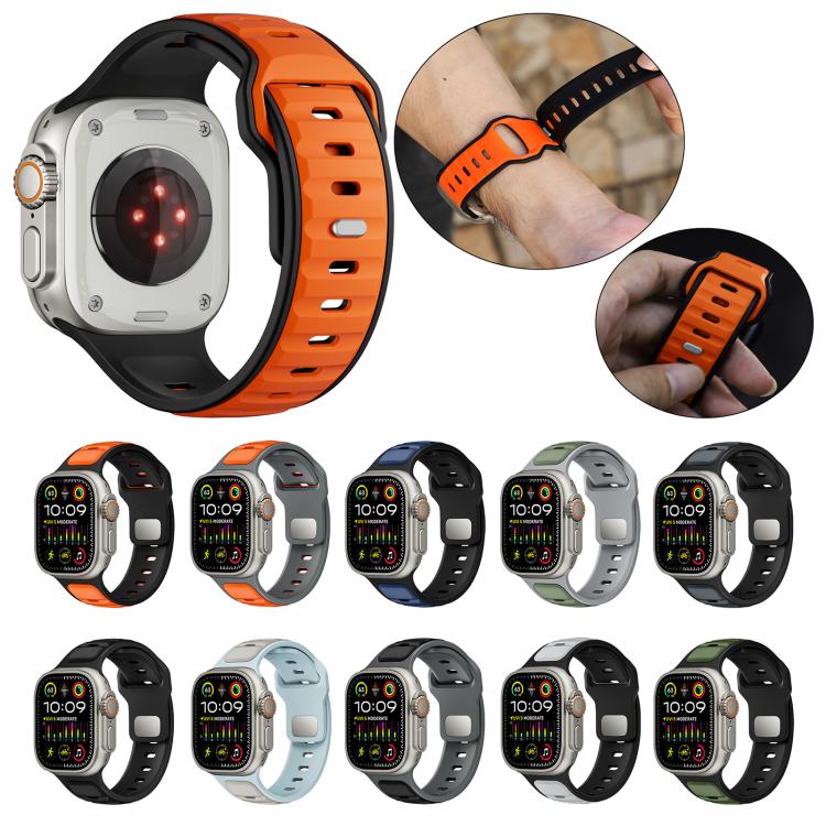 For Apple Watch 42mm / 41mm / 40mm / 38mm Norman Buckle Two-color Silicone Watch Band(Grey Black) - free shipping - PMc TechLife - Order now!