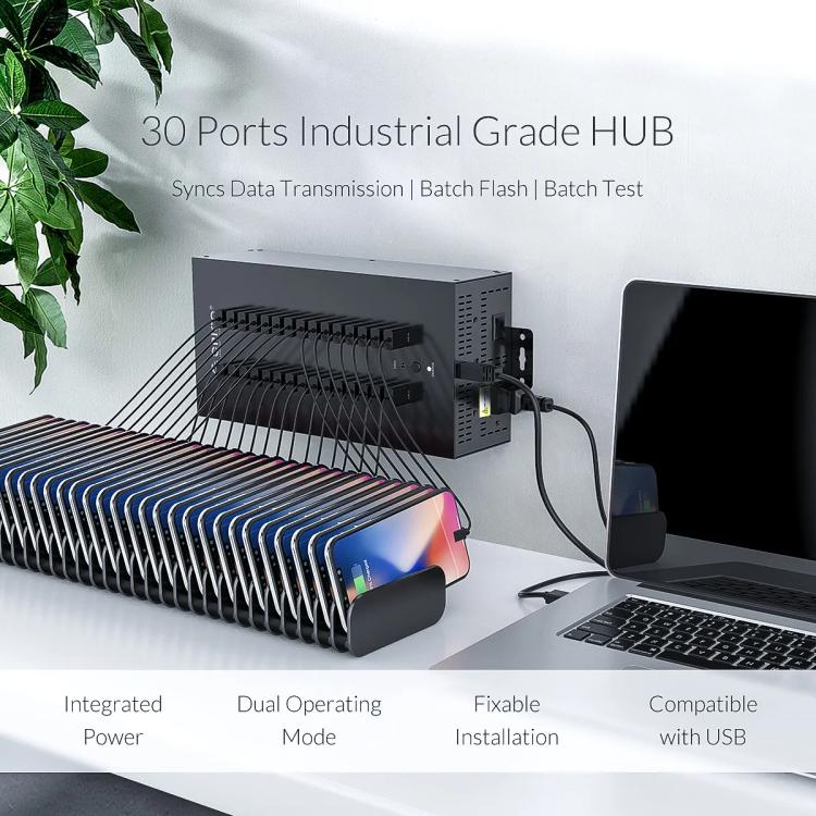 ORICO IH30P Industrial Grade 30 Ports USB 2.0 Hub, Plug:US Plug(Black) - free shipping - PMC TechLife - Order now!