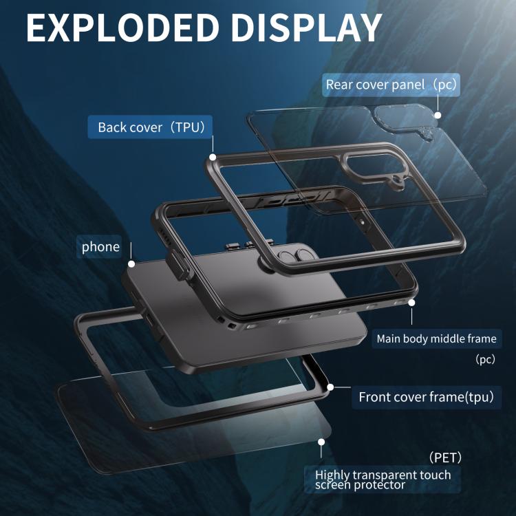 For Samsung Galaxy A55 5G RedPepper 360 Full Body Rugged IP68 Waterproof Phone Case(Black) - free shipping - PMc TechLife - Order now!