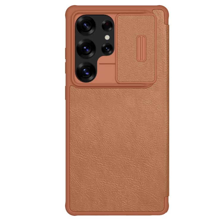 For Samsung Galaxy S25 Ultra 5G NILLKIN QIN Series Pro Sliding Camera Cover Design Leather Phone Case(Brown) - free shipping - PMc TechLife - Order now!