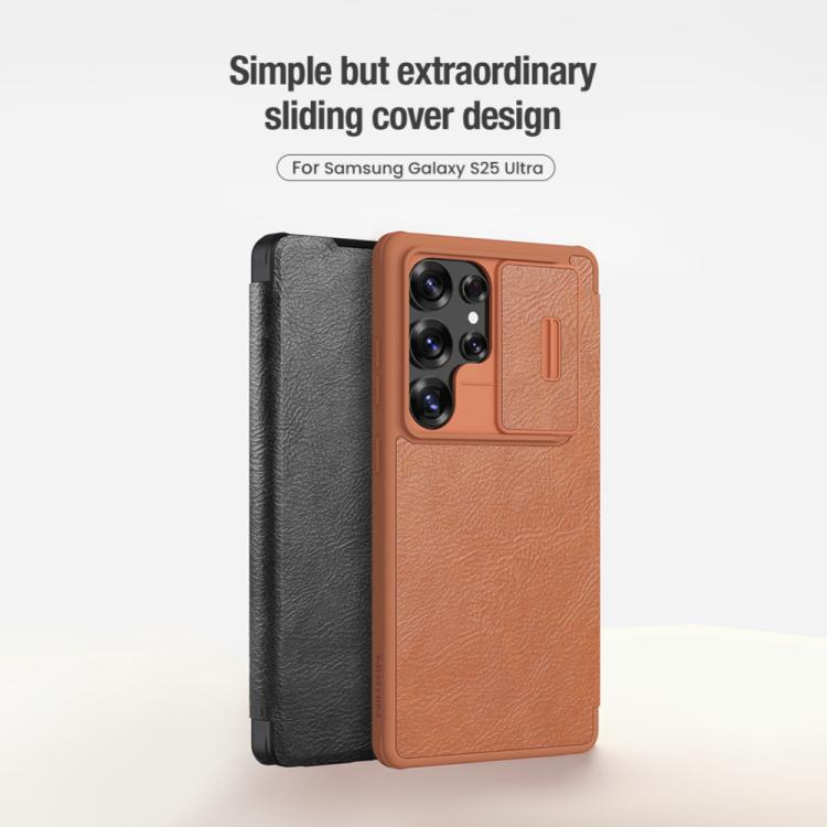 For Samsung Galaxy S25 Ultra 5G NILLKIN QIN Series Pro Sliding Camera Cover Design Leather Phone Case(Brown) - free shipping - PMc TechLife - Order now!