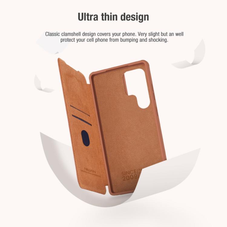 For Samsung Galaxy S25 Ultra 5G NILLKIN QIN Series Pro Sliding Camera Cover Design Leather Phone Case(Brown) - free shipping - PMc TechLife - Order now!