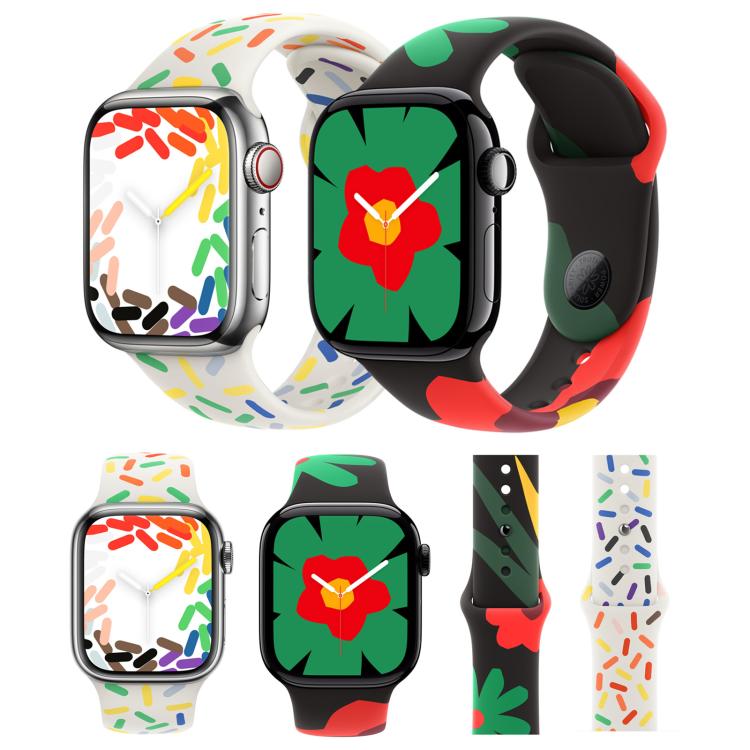 For Apple Watch 42mm / 41mm / 40mm / 38mm Sport Silicone Watch Band(Flower) - free shipping - PMc TechLife - Order now!