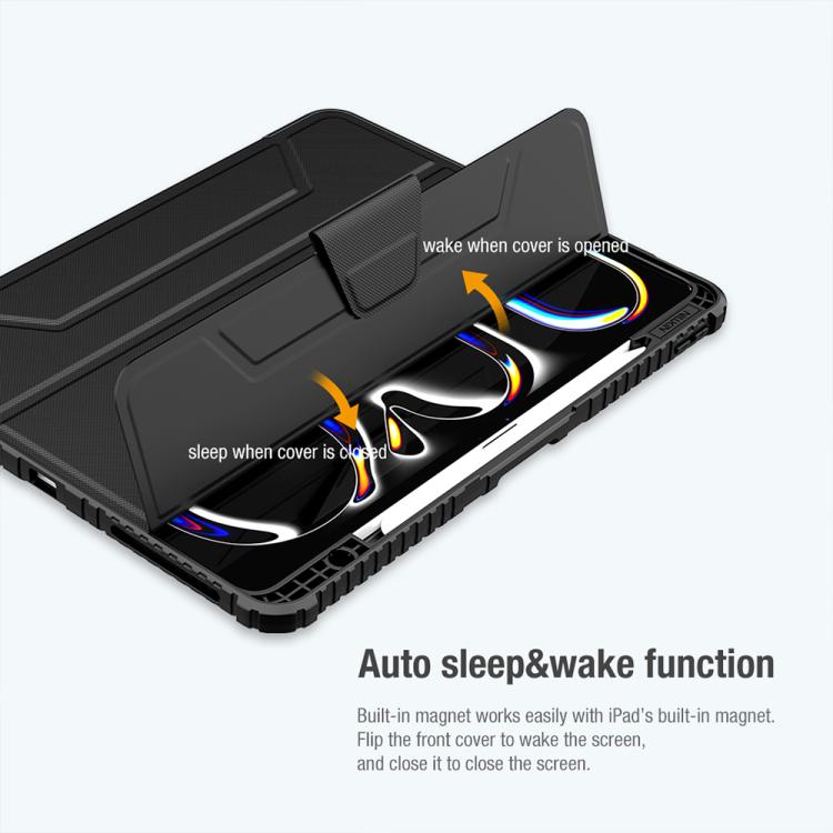 For iPad Air 13 2024 / 2025 NILLKIN Bumper Pro Folding Style Tablet Leather Case(Black) - free shipping - PMc TechLife - Order now!