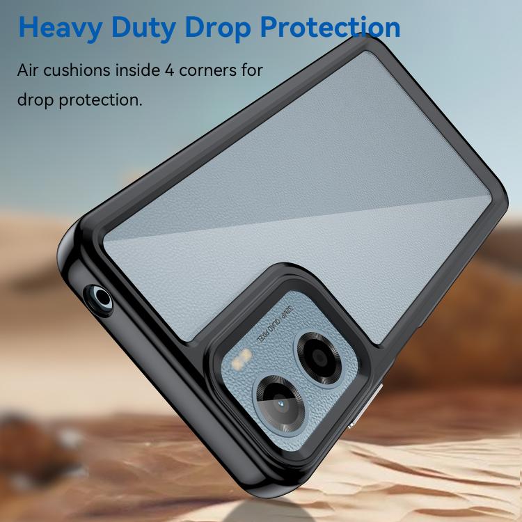 For Motorola Moto E15 Colorful Series Acrylic Hybrid TPU Phone Case(Black) - free shipping - PMC TechLife - Order now!