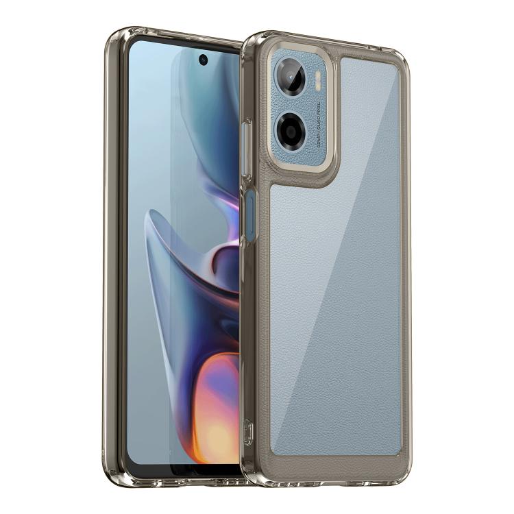 For Motorola Moto E15 Colorful Series Acrylic Hybrid TPU Phone Case(Transparent Grey) - free shipping - PMC TechLife - Order now!