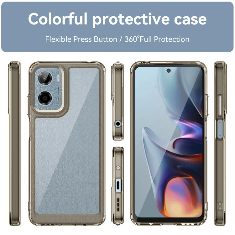 For Motorola Moto E15 Colorful Series Acrylic Hybrid TPU Phone Case(Transparent Grey) - free shipping - PMC TechLife - Order now!