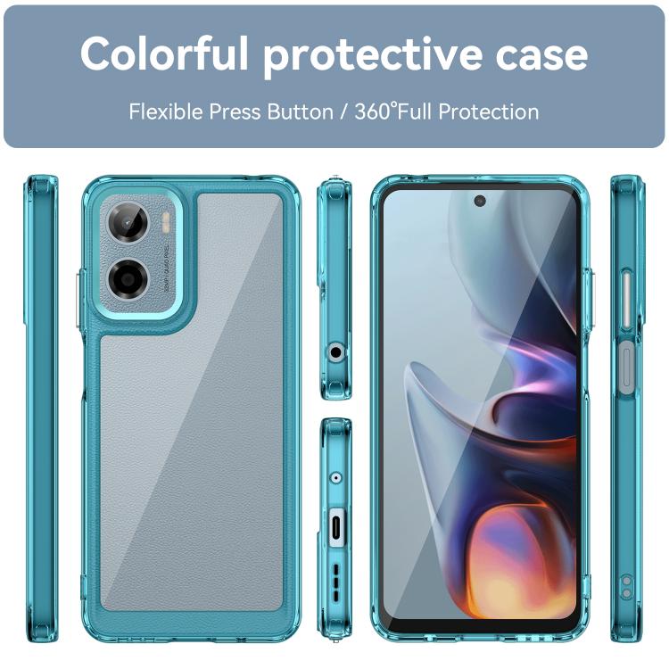 For Motorola Moto E15 Colorful Series Acrylic Hybrid TPU Phone Case(Transparent Blue) - free shipping - PMC TechLife - Order now!