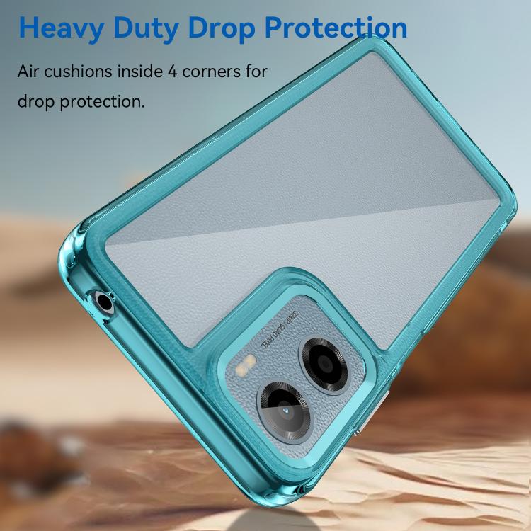 For Motorola Moto E15 Colorful Series Acrylic Hybrid TPU Phone Case(Transparent Blue) - free shipping - PMC TechLife - Order now!