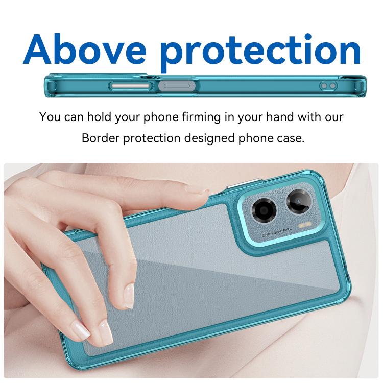 For Motorola Moto E15 Colorful Series Acrylic Hybrid TPU Phone Case(Transparent Blue) - free shipping - PMC TechLife - Order now!