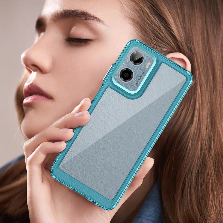 For Motorola Moto E15 Colorful Series Acrylic Hybrid TPU Phone Case(Transparent Blue) - free shipping - PMC TechLife - Order now!