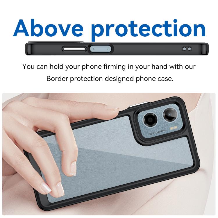 For Motorola Moto G05 Colorful Series Acrylic Hybrid TPU Phone Case(Black) - free shipping - PMC TechLife - Order now!
