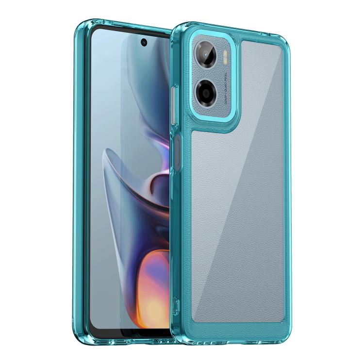 For Motorola Moto G05 Colorful Series Acrylic Hybrid TPU Phone Case(Transparent Blue) - free shipping - PMC TechLife - Order now!