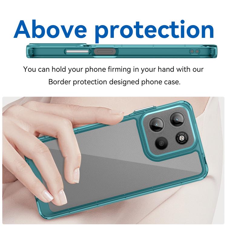 For Motorola Moto G15 Colorful Series Acrylic Hybrid TPU Phone Case(Transparent Blue) - free shipping - PMC TechLife - Order now!