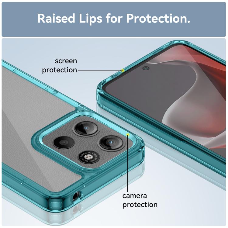 For Motorola Moto G15 Colorful Series Acrylic Hybrid TPU Phone Case(Transparent Blue) - free shipping - PMC TechLife - Order now!