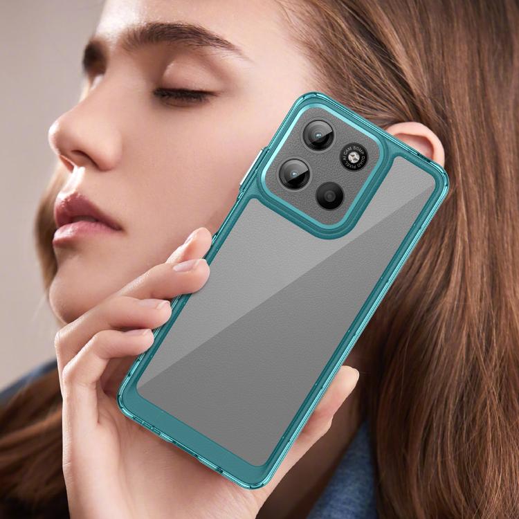 For Motorola Moto G15 Colorful Series Acrylic Hybrid TPU Phone Case(Transparent Blue) - free shipping - PMC TechLife - Order now!