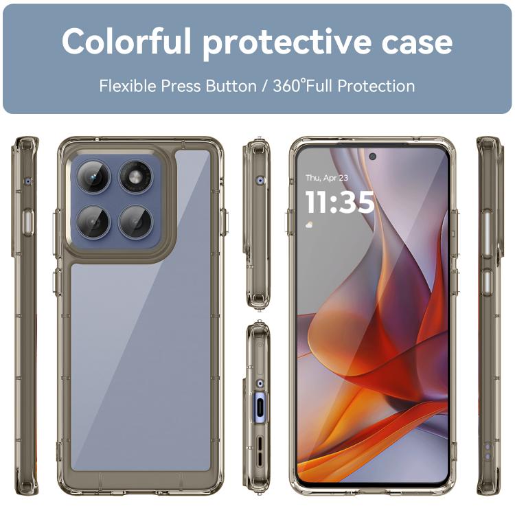 For Motorola Edge 5G 2025 Colorful Series Acrylic Hybrid TPU Phone Case(Transparent Grey) - free shipping - PMC TechLife - Order now!