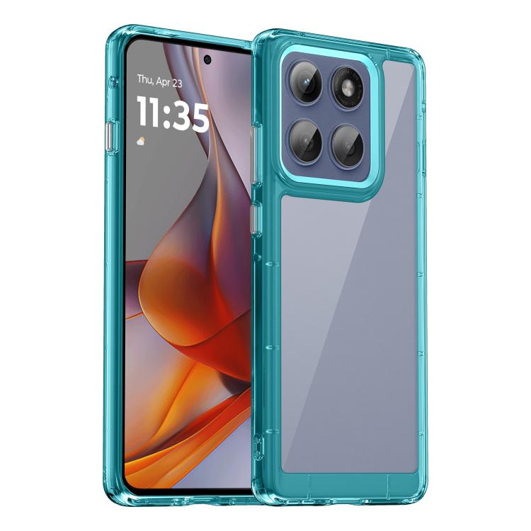 For Motorola Edge 60 Pro Colorful Series Acrylic Hybrid TPU Phone Case(Transparent Blue) - free shipping - PMC TechLife - Order now!