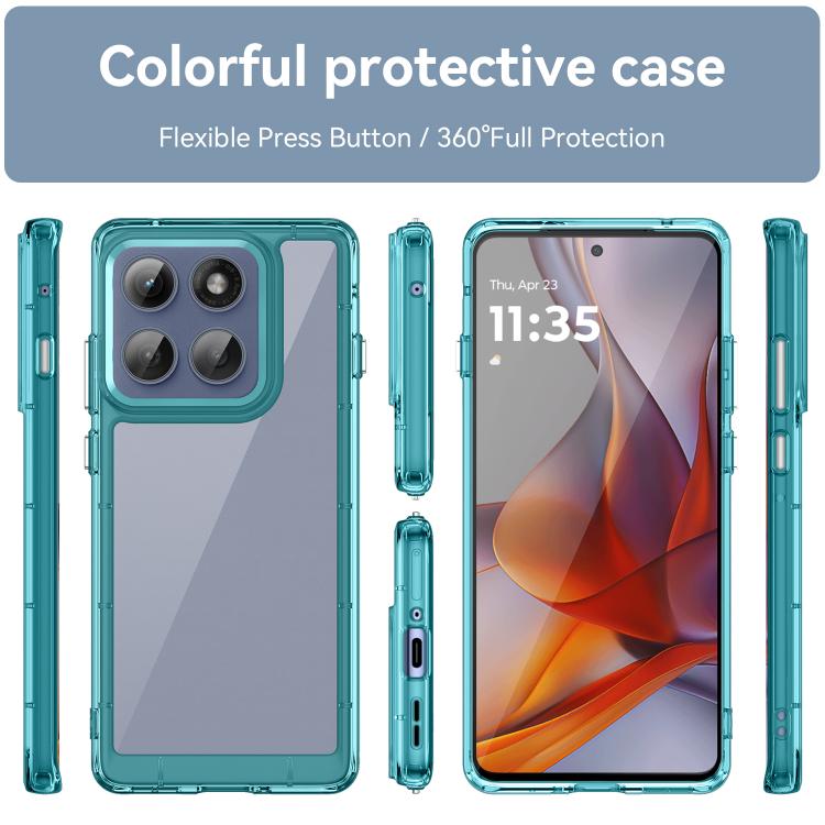 For Motorola Edge 60 Pro Colorful Series Acrylic Hybrid TPU Phone Case(Transparent Blue) - free shipping - PMC TechLife - Order now!