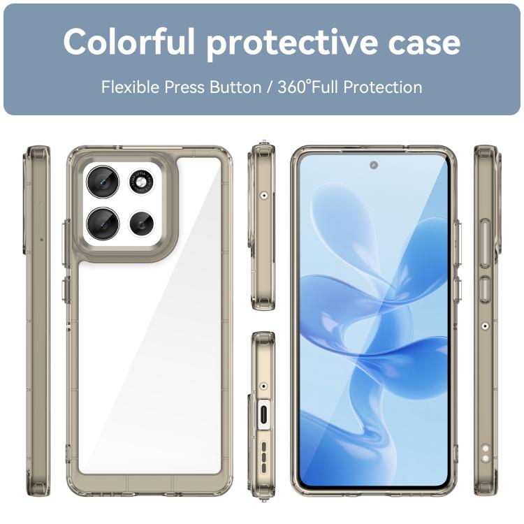 For Motorola Moto G86 5G Colorful Series Acrylic Hybrid TPU Phone Case(Transparent Grey) - free shipping - PMC TechLife - Order now!