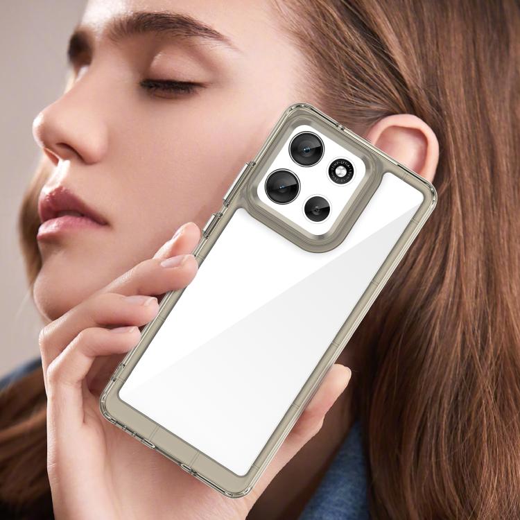 For Motorola Moto G86 5G Colorful Series Acrylic Hybrid TPU Phone Case(Transparent Grey) - free shipping - PMC TechLife - Order now!